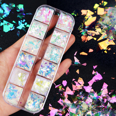 12 Grids Love Nail Art Csillogó flitter dekorációs készlet Butterfly Star Round Flake Manikűr kellékek Kiegészítők UV gél körmökhöz