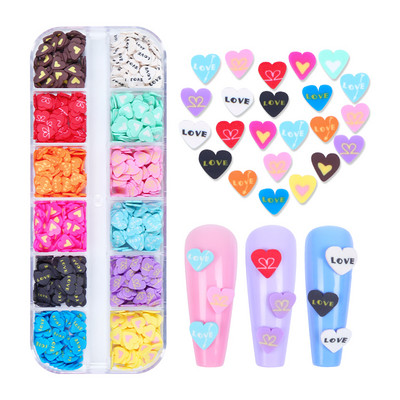 12 Grids Love Nail Art Csillogó flitter dekorációs készlet Butterfly Star Round Flake Manikűr kellékek Kiegészítők UV gél körmökhöz