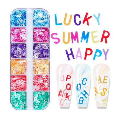 12 Grids Love Nail Art Csillogó flitter dekorációs készlet Butterfly Star Round Flake Manikűr kellékek Kiegészítők UV gél körmökhöz