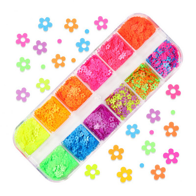 12 Grids Love Nail Art Csillogó flitter dekorációs készlet Butterfly Star Round Flake Manikűr kellékek Kiegészítők UV gél körmökhöz
