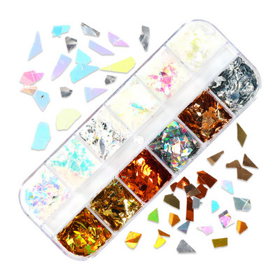 12 Grids Love Nail Art Csillogó flitter dekorációs készlet Butterfly Star Round Flake Manikűr kellékek Kiegészítők UV gél körmökhöz