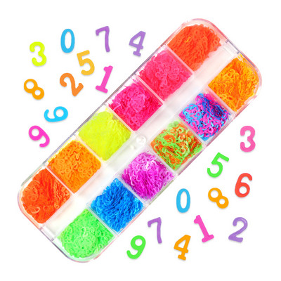 12 Grids Love Nail Art Csillogó flitter dekorációs készlet Butterfly Star Round Flake Manikűr kellékek Kiegészítők UV gél körmökhöz