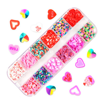 12 Grids Love Nail Art Csillogó flitter dekorációs készlet Butterfly Star Round Flake Manikűr kellékek Kiegészítők UV gél körmökhöz