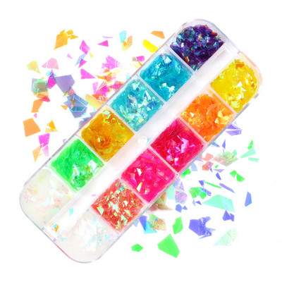 12 Grids Love Nail Art Csillogó flitter dekorációs készlet Butterfly Star Round Flake Manikűr kellékek Kiegészítők UV gél körmökhöz