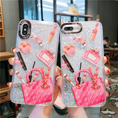 Torbica s uzorkom bočice parfema za iPhone 14 12 11 pro max xr 7 8 Plus xr xs 13 srebrna svjetlucava torbica s živim pijeskom ženska maska za telefon