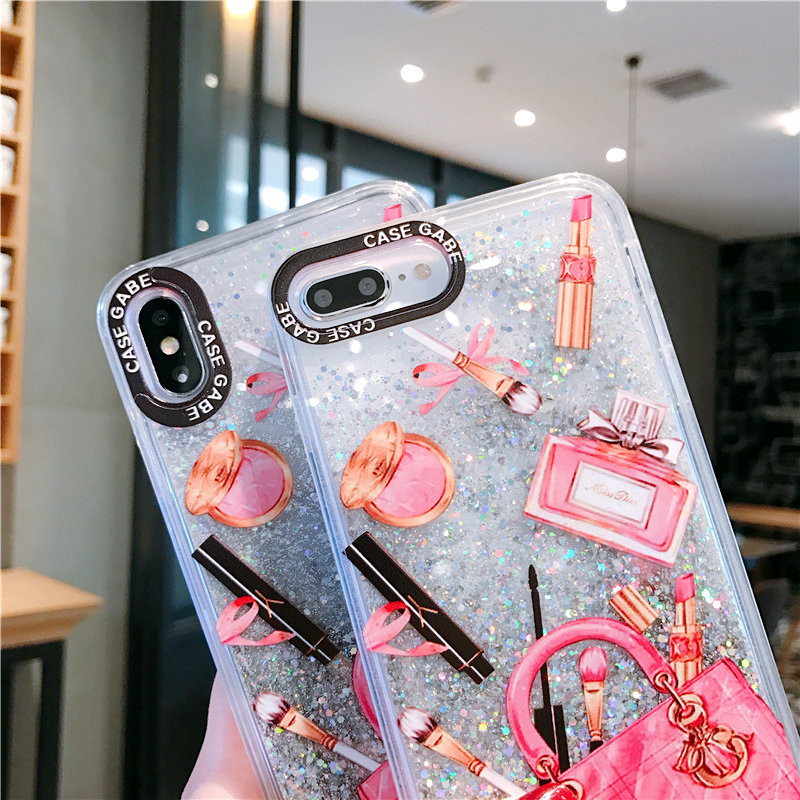 Torbica s uzorkom bočice parfema za iPhone 14 12 11 pro max xr 7 8 Plus xr xs 13 srebrna svjetlucava torbica s živim pijeskom ženska maska za telefon