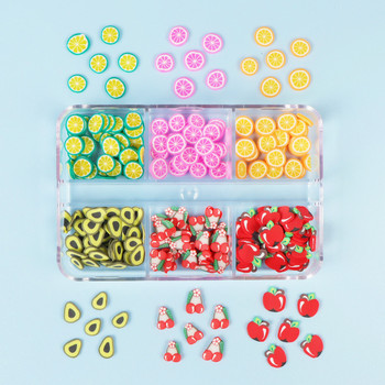 Kawaii Flake Fruit Sliced Nail Art Charm Parts 3D Ягода Лимон Аксесоари за декорация за корейски стил UV гел Дизайн на нокти