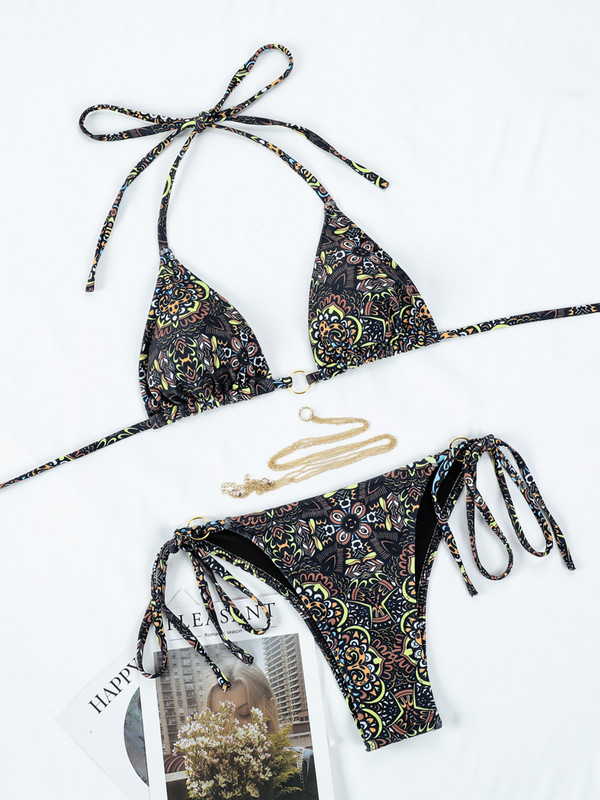 Zrtak Spalvingas Bikinis Bandage maudymosi kostiumėlis Seksualūs maudymosi kostiumėliai Moteriški Mciro String Bikinio komplektas Paplūdimio drabužiai Brazilijos bikini