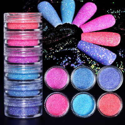 6Box/Set Mix Hatszögletű körömdíszítő flitter AB színes csillogó pigment manikűr dekorációs kiegészítők barkácsolás gél köröm mintákhoz