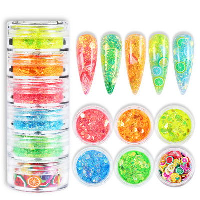 6Box/Set Mix Hatszögletű körömdíszítő flitter AB színes csillogó pigment manikűr dekorációs kiegészítők barkácsolás gél köröm mintákhoz