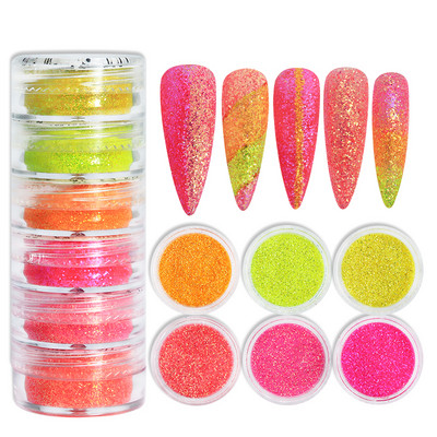 6Box/Set Mix Hatszögletű körömdíszítő flitter AB színes csillogó pigment manikűr dekorációs kiegészítők barkácsolás gél köröm mintákhoz