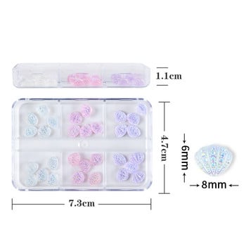 30 бр. AB Clear Tiny Shell Flat Bottom Rhinestone Nail Art Charm Accessories 3D Resin Stone Parts for DIY Nail Decoration