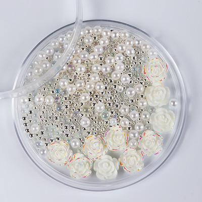 30 vnt AB skaidraus mažyčio apvalkalo plokščio dugno Kalnų krištolinio nagų dailės žavesio priedai 3D dervos akmens dalys, skirtos nagų dekoravimui „pasidaryk pats“