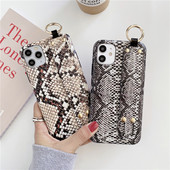 Калъф за китка от змийска кожа за калъф iphone 11 12 Pro Max xs 14 8 7 Plus 13 coque speckle print cases жена силикон мек funda