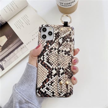 Калъф за китка от змийска кожа за калъф iphone 11 12 Pro Max xs 14 8 7 Plus 13 coque speckle print cases жена силикон мек funda