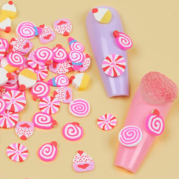 6 клетки/комплект Розови момичешки връхчета за нокти Декорации Kawaii Акрилна глина Нарязани люспи Аксесоари за сладък дизайн Направи си сам гел маникюр