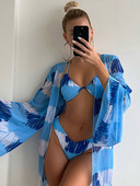 ZRTAK Print Fürdőruha Push Up bikinik tangák fürdőruha női bikini szettek 3 részes biquini nőies strandruha hosszú ujjú fedők
