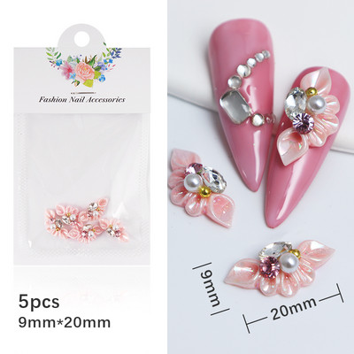 Akril Gravírozott Virágok Körmök Varázslatok Ékszerek 3D Relief Design Gyöngy hatású Szirom Strasszok Dekoráció Kawaii Köröm Kiegészítők