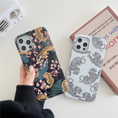 Θήκη τηλεφώνου INS Jungle Leopard Painted για iPhone 14 14Pro 13 12 11 Pro XS Max X XR Cartoon White Tiger Soft Silicone Cover