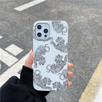 Калъф за телефон INS Jungle Leopard Painted за iPhone 14 14Pro 13 12 11 Pro XS Max X XR Карикатура Бял тигър Мек силиконов капак