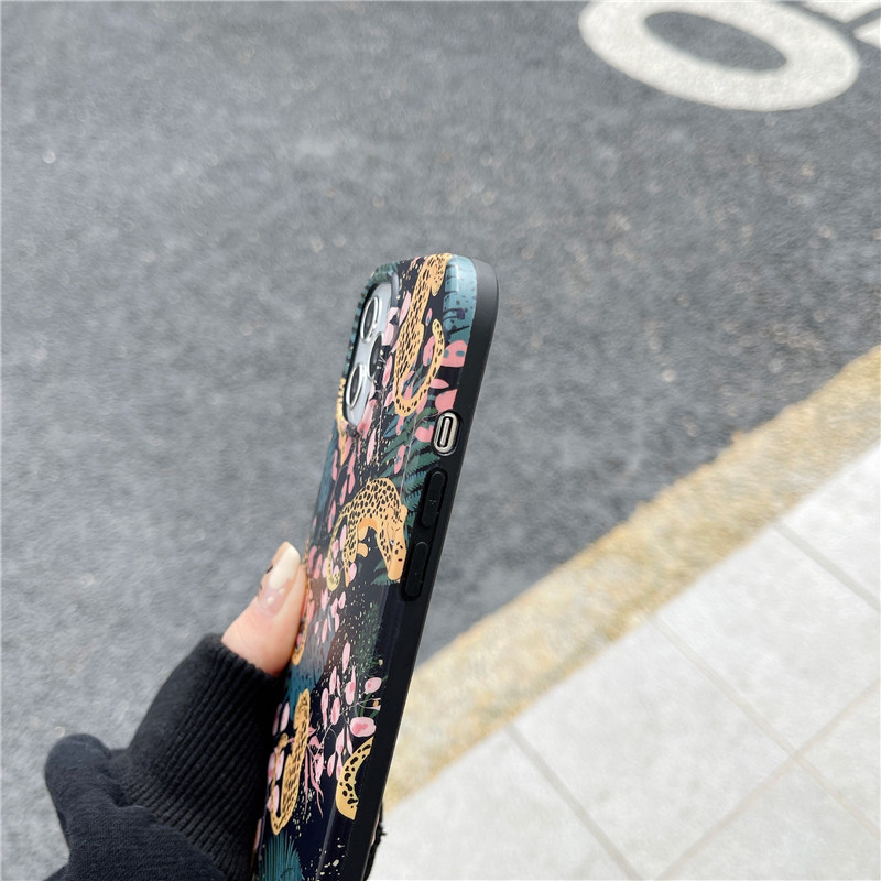 Θήκη τηλεφώνου INS Jungle Leopard Painted για iPhone 14 14Pro 13 12 11 Pro XS Max X XR Cartoon White Tiger Soft Silicone Cover