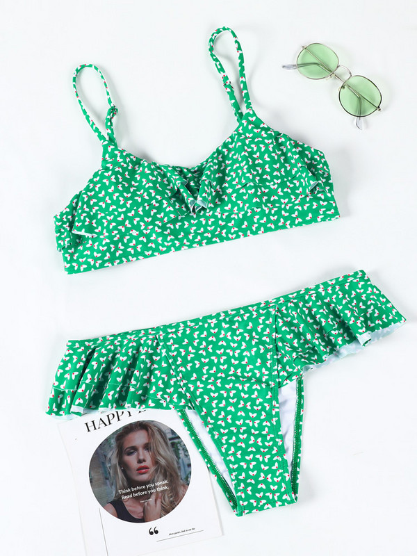 Zrtak Bikiniji s volanima 2022. Kupaći kostim Biquinis Feminino kupaći kostim s mašnom Čipkasti bikini set Kupaći kostim s printom Ženska odjeća za plažu sa žicom