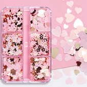 Set de accesorii pentru arta unghiilor cu paiete cu sclipici roz perlat 3D flake fluture floare manichiura farmece piese consumabile pentru unghii cu gel UV