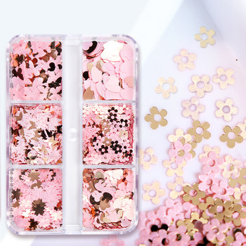 Pearl Pink Glitter Sequins Nail Art Αξεσουάρ Σετ 3D Flake Butterfly Flower Μανικιούρ Ανταλλακτικά Γούρι Προμήθειες για UV Gel Nails