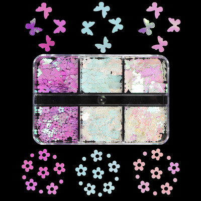 Set de accesorii pentru arta unghiilor cu paiete cu sclipici roz perlat 3D flake fluture floare manichiura farmece piese consumabile pentru unghii cu gel UV