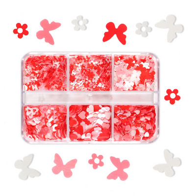 Set de accesorii pentru arta unghiilor cu paiete cu sclipici roz perlat 3D flake fluture floare manichiura farmece piese consumabile pentru unghii cu gel UV