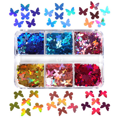Set de accesorii pentru arta unghiilor cu paiete cu sclipici roz perlat 3D flake fluture floare manichiura farmece piese consumabile pentru unghii cu gel UV