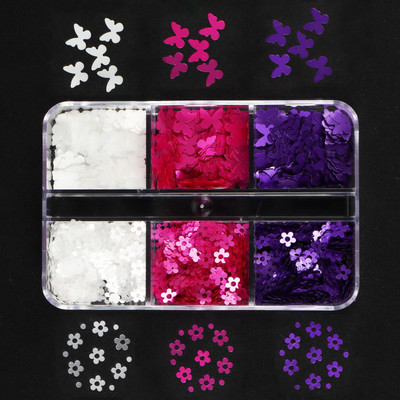 Set de accesorii pentru arta unghiilor cu paiete cu sclipici roz perlat 3D flake fluture floare manichiura farmece piese consumabile pentru unghii cu gel UV