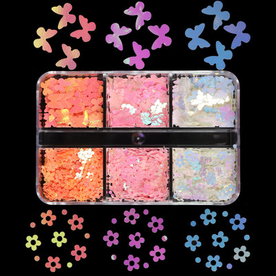 Set de accesorii pentru arta unghiilor cu paiete cu sclipici roz perlat 3D flake fluture floare manichiura farmece piese consumabile pentru unghii cu gel UV