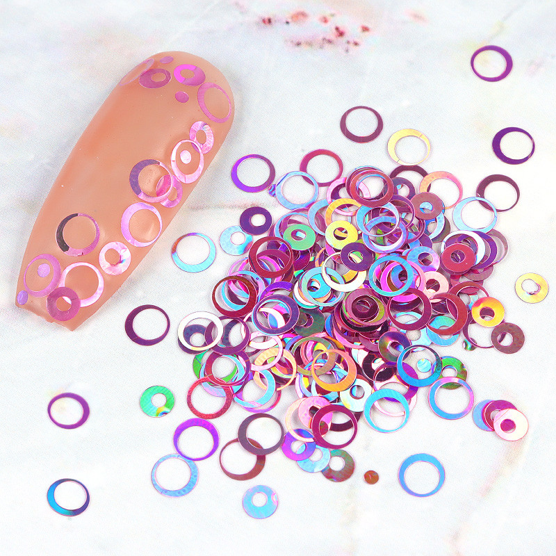 6 tinklelių holografinis mišraus dydžio žiedas nagų blizgučiais priedai Apvalūs žvyneliai manikiūro dekoravimo reikmenys UV gelio nagams