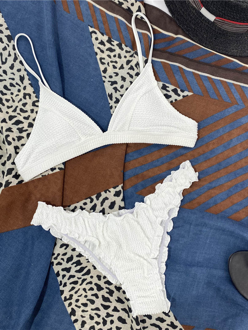 Ζαρωμένο μπικίνι μέσης μέσης γυναικείο μαγιό Γυναικεία μαγιό Σετ μπικίνι δύο τεμαχίων Μαγιό μπάνιου με βολάν V2957