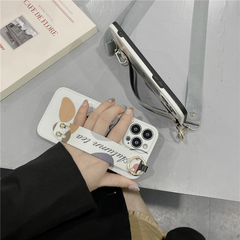 INS Tulips Floral Wristband Θήκη τηλεφώνου για iPhone 14 14Pro Max 13 12 Pro 11 XS XR 7 8 Plus Crossbody Κορδόνι κάλυμμα καρπού