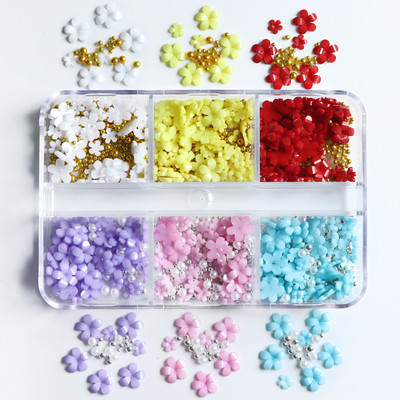 Διακόσμηση γούρι νυχιών 3D ακρυλικό λουλούδι με στρας κοσμήματα Κορέα Kawaii Nail Art Design Επαγγελματικά αξεσουάρ Ανταλλακτικά προμήθειες