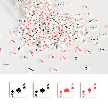 10g/чанта Дизайн на формата на покер Полимерни резени от мека глина Сърце Декорации за ноктопластика Карти за игра Декорация на люспи за нокти Направи си сам аксесоари
