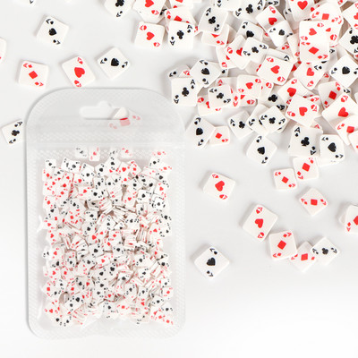 10 γραμμάρια/τσάντα Σχεδιασμός σε σχήμα πόκερ Πολυμερές μαλακό πηλό Φέτες Διακοσμήσεις νυχιών Καρδιά Παιγνιόχαρτα Νιφάδες νυχιών Διακόσμηση DIY αξεσουάρ