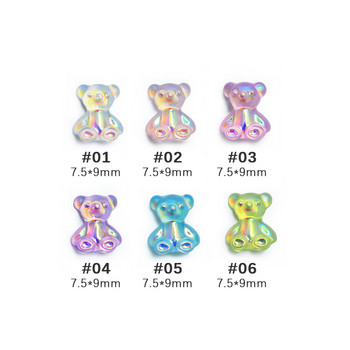 30Pcs 3D карикатура Crystal Bear Nail Charms Сладко смола мече кристали Маникюр Направи си сам декорации за нокти Kawaii аксесоари