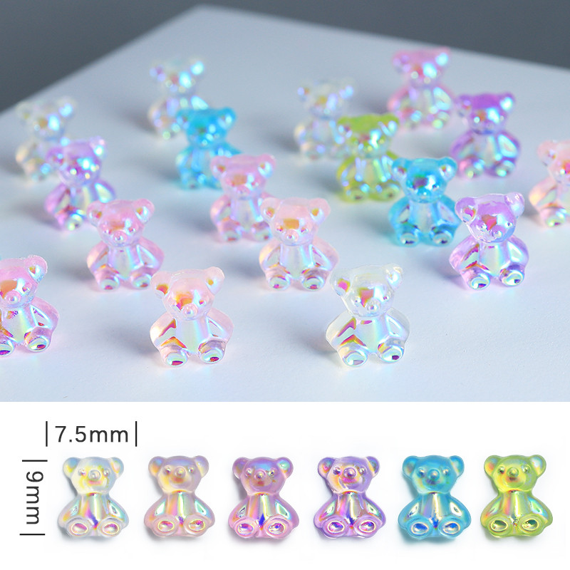 30 τμχ 3D Cartoon Crystal Bear Nail Charms Cute Resin Bear Rhinestones Μανικιούρ DIY Διακοσμήσεις νυχιών Kawaii Αξεσουάρ