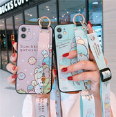 Χαριτωμένη θήκη τηλεφώνου Sumikko Gurashi Wristband για iPhone 14 14Pro 13 12 11 Pro XS Max SE XR 8 Plus Cartoon Lanyard Κάλυμμα με λουράκι καρπού