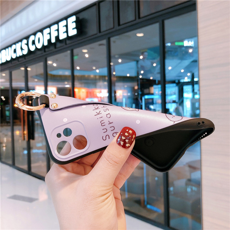 Χαριτωμένη θήκη τηλεφώνου Sumikko Gurashi Wristband για iPhone 14 14Pro 13 12 11 Pro XS Max SE XR 8 Plus Cartoon Lanyard Κάλυμμα με λουράκι καρπού