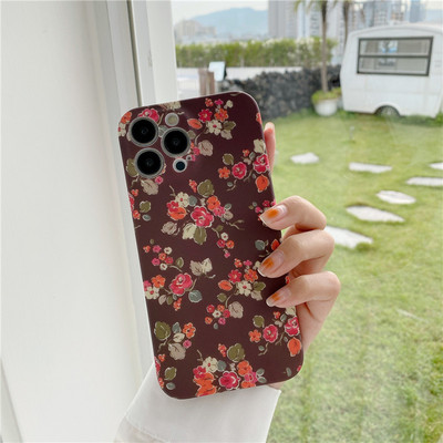 Θήκη τηλεφώνου INS Watercolor Flowers για iPhone 14 14Pro Max 13 12 11 Pro XS XR Simple Floral Plants Ματ Μαλακό Πίσω κάλυμμα σιλικόνης