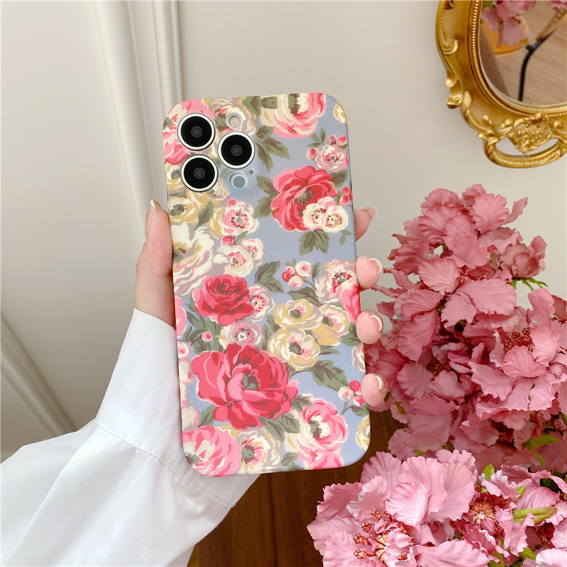 Θήκη τηλεφώνου INS Watercolor Flowers για iPhone 14 14Pro Max 13 12 11 Pro XS XR Simple Floral Plants Ματ Μαλακό Πίσω κάλυμμα σιλικόνης
