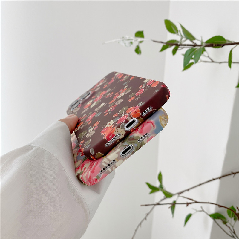 Θήκη τηλεφώνου INS Watercolor Flowers για iPhone 14 14Pro Max 13 12 11 Pro XS XR Simple Floral Plants Ματ Μαλακό Πίσω κάλυμμα σιλικόνης