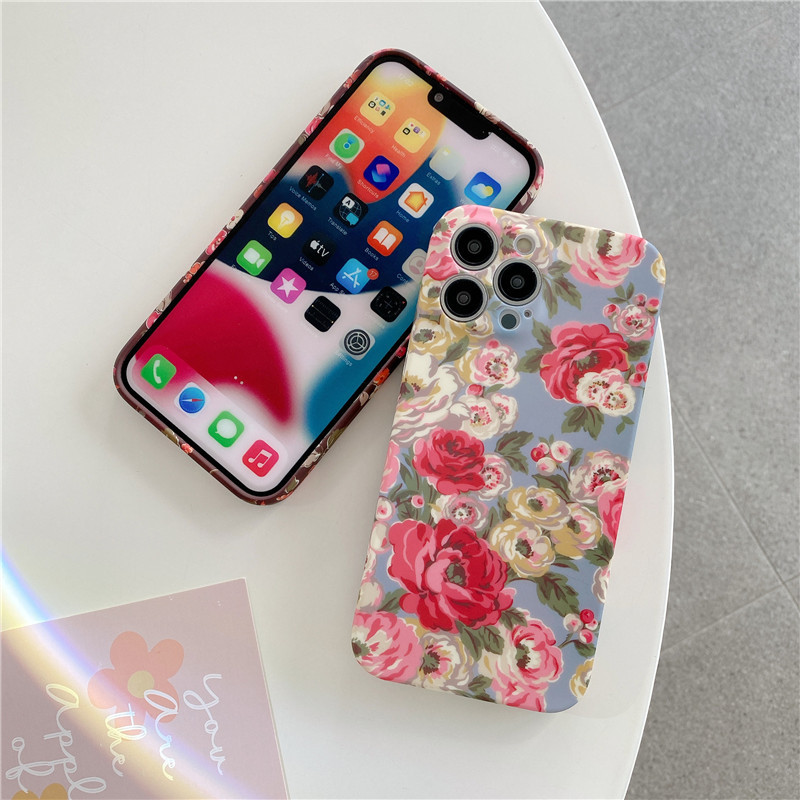 Θήκη τηλεφώνου INS Watercolor Flowers για iPhone 14 14Pro Max 13 12 11 Pro XS XR Simple Floral Plants Ματ Μαλακό Πίσω κάλυμμα σιλικόνης