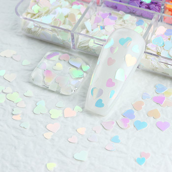 Mermaid Heart Glitter Sequins Nail Art Decoration Kit Flaky Αξεσουάρ μανικιούρ για DIY Valentine\'s Day UV Gel Συμβουλές Σχεδιασμός Νυχιών