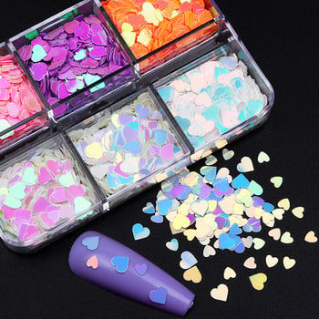 Mermaid Heart Glitter Sequins Nail Art Decoration Kit Flaky Αξεσουάρ μανικιούρ για DIY Valentine\'s Day UV Gel Συμβουλές Σχεδιασμός Νυχιών