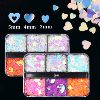 Mermaid Heart Glitter Sequins Nail Art Decoration Kit Flaky Αξεσουάρ μανικιούρ για DIY Valentine\'s Day UV Gel Συμβουλές Σχεδιασμός Νυχιών